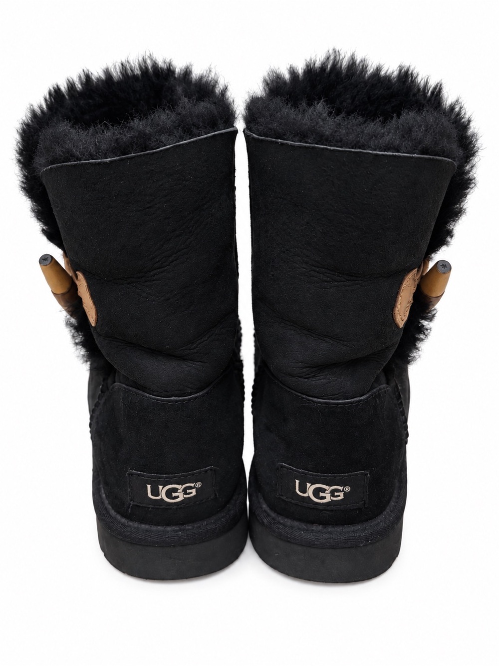 UGG Black Shearling-Trim Button Women's Winter Boots Size 8